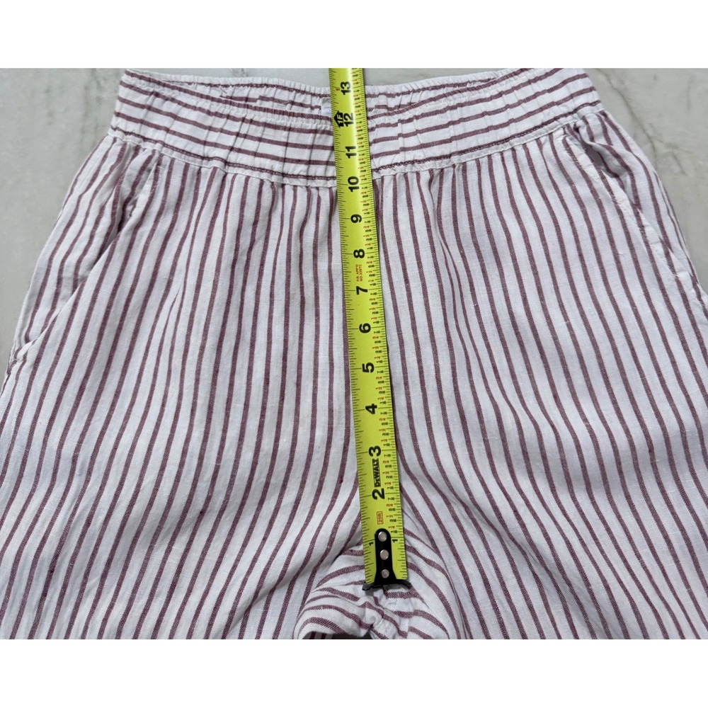 Sigrid Olsen Women Small 100% Linen Striped Wide Leg Pants Red White Elastic - Picture 5 of 8